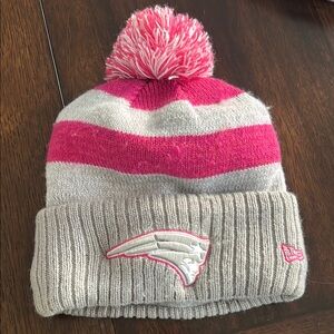 New England patriots Pink and Gray Beanie with Pom-Pom